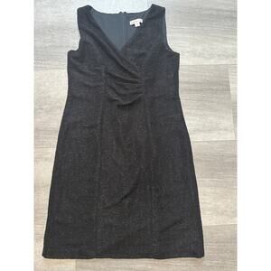 Coldwater Creek Black Sleeveless Crinkled V-Neck Dress - Size 12